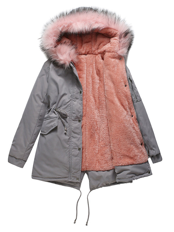 Women's Mid-length Hooded Plus Fleece Parka