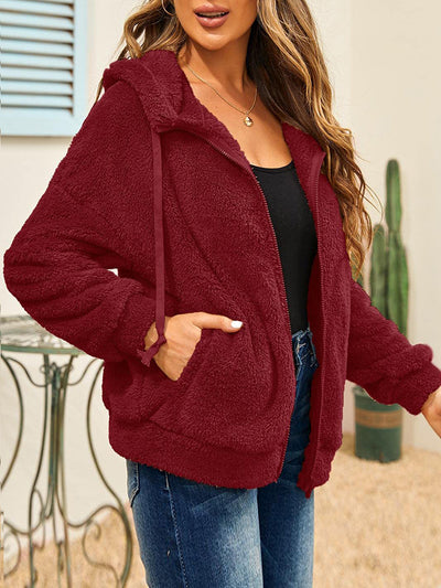 Sudadera con capucha extragrande de polar con cremallera completa