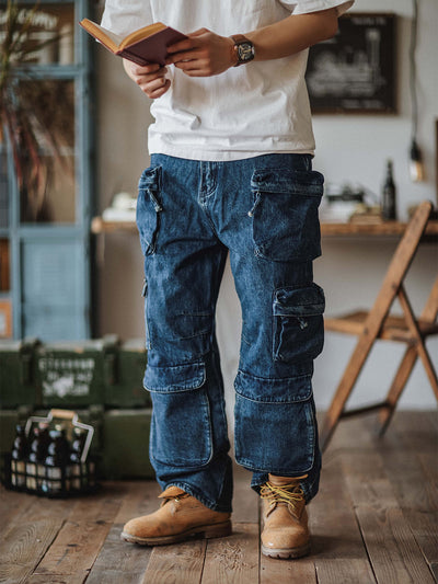 Pantalones estilo crucero con bolsillos cargo y denim pesado