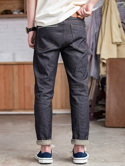 Vaqueros de mezclilla cruda estilo retro americano para hombre