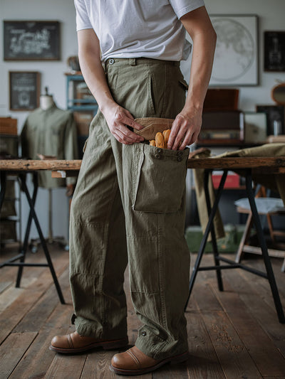 Reproducción de pantalones de sarga de espiga M-47 del ejército francés 