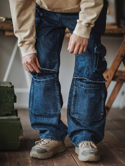 Pantalones estilo crucero con bolsillos cargo y denim pesado