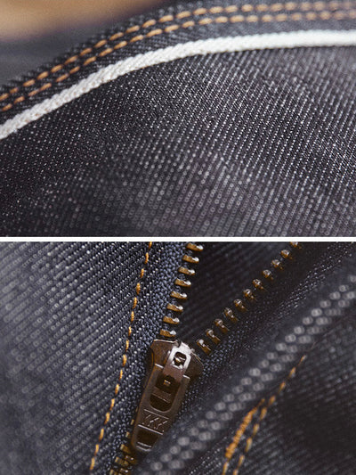Vaqueros de mezclilla cruda estilo retro americano para hombre