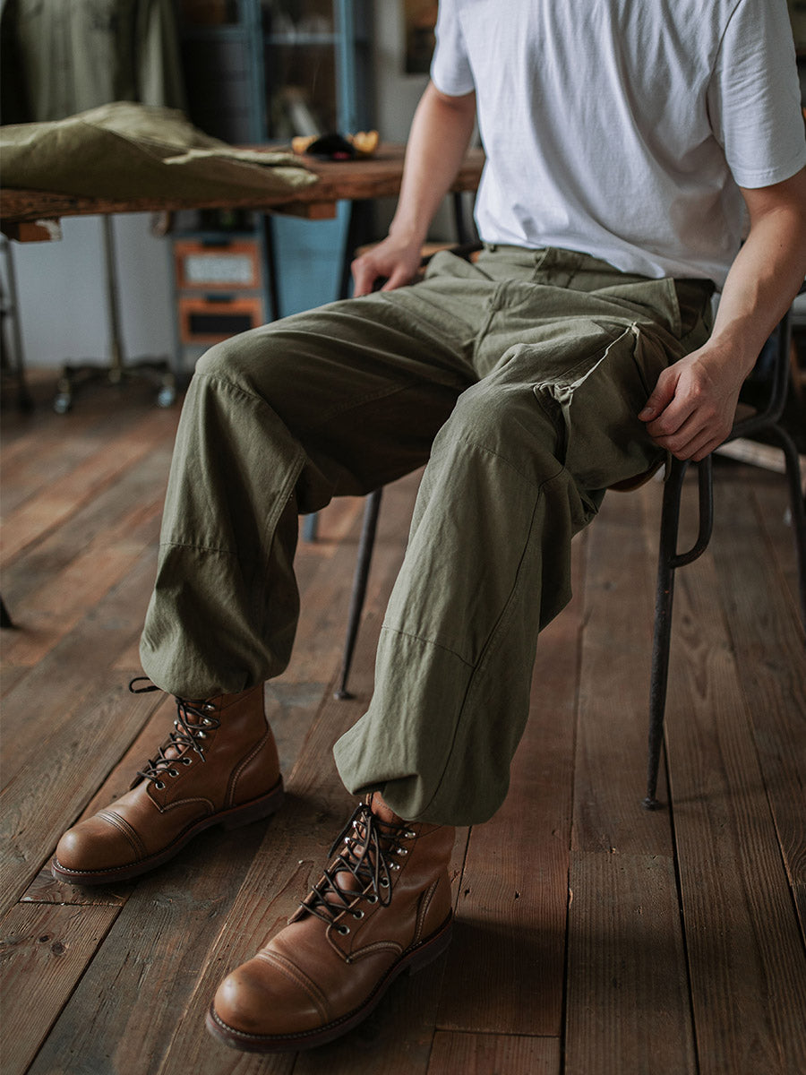 Reproducción de pantalones de sarga de espiga M-47 del ejército francés 