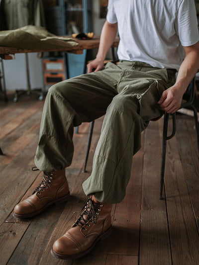 Reproducción de pantalones de sarga de espiga M-47 del ejército francés 