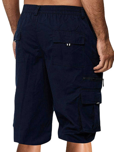 Shorts cargo elásticos y cómodos con múltiples bolsillos para hombre