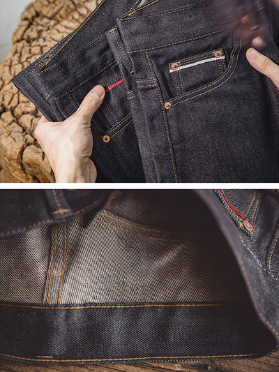 Vaqueros de mezclilla cruda estilo retro americano para hombre