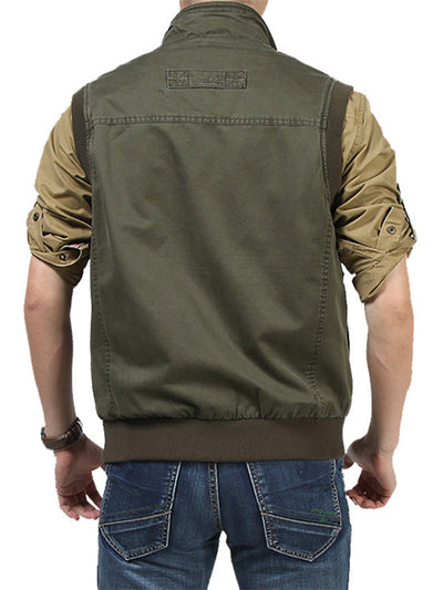 Chaqueta utilitaria de algodón con múltiples bolsillos para hombre