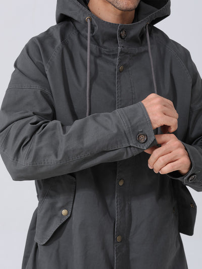 Chaqueta tipo parka con capucha y cordones ajustables para hombre