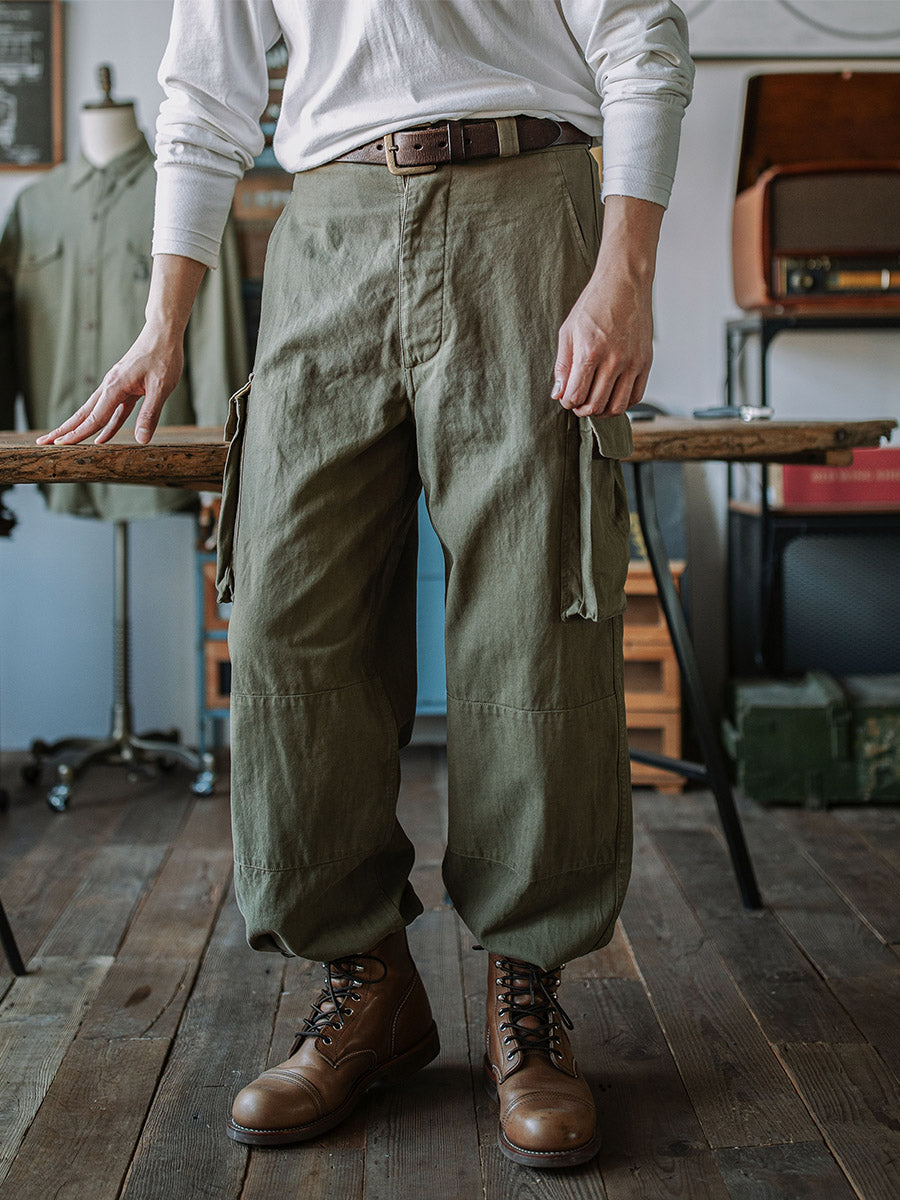 Reproducción de pantalones de sarga de espiga M-47 del ejército francés 