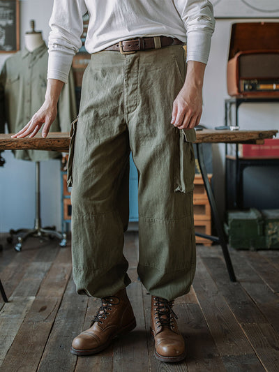 Reproducción de pantalones de sarga de espiga M-47 del ejército francés 