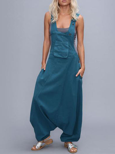 Women's U-neck Sleeveless Harem Wide Leg Jumpsuit