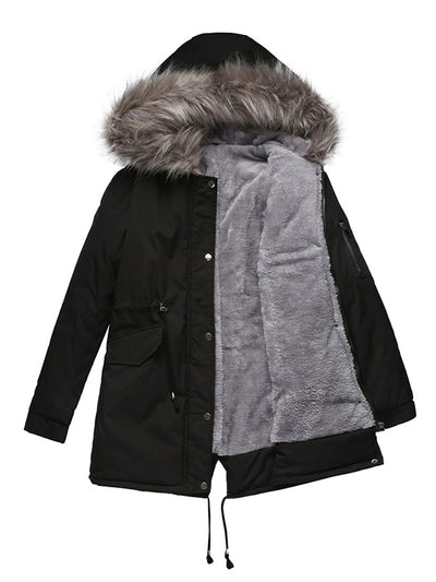 Women's Mid-length Hooded Plus Fleece Parka