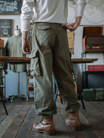 Reproducción de pantalones de sarga de espiga M-47 del ejército francés 