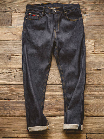 Vaqueros de mezclilla cruda estilo retro americano para hombre