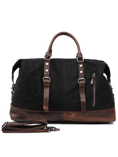 Vintage-Inspired Waxed Canvas Leather Holdall Bag