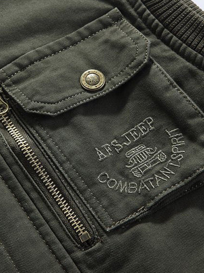 Chaqueta utilitaria de algodón con múltiples bolsillos para hombre