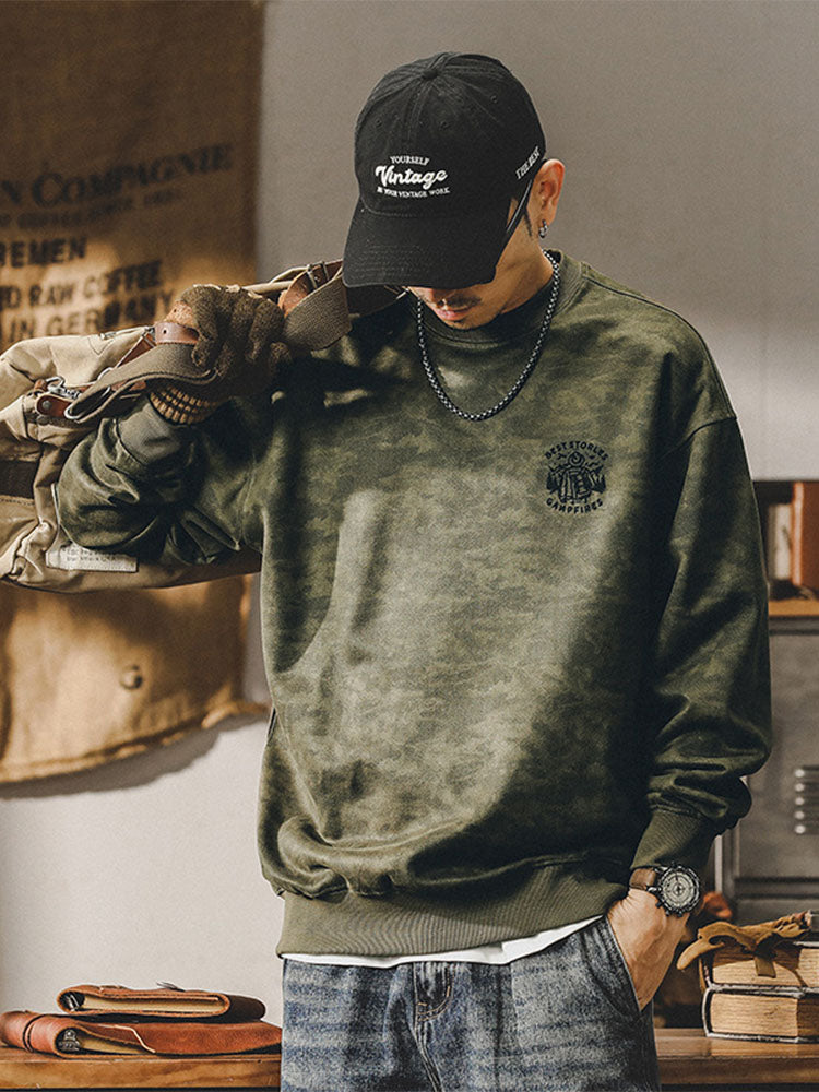 Men's Vintage-Inspired Washed Graphic Sweatshirt