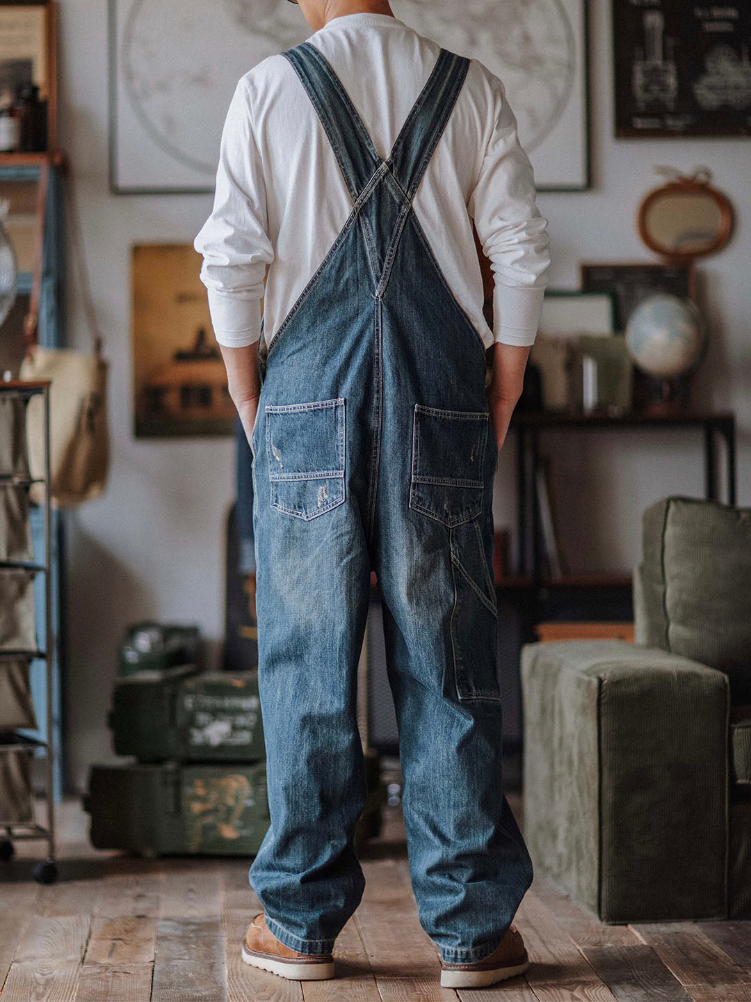 Artisan Distressed Denim Bib Overalls