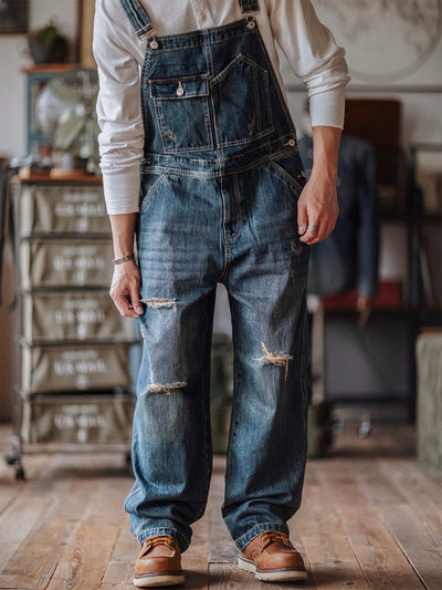 Artisan Distressed Denim Bib Overalls