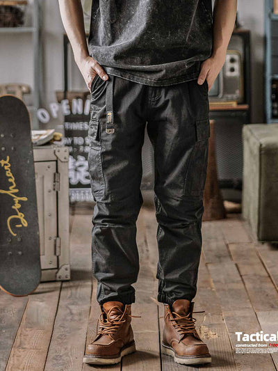 Pantalones cargo tácticos lavados con cinturón para hombre