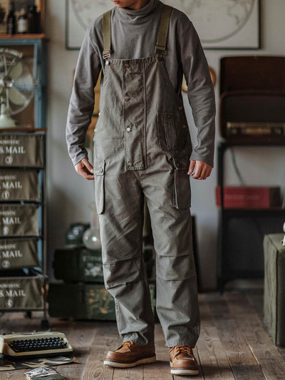 Mono de lona para hombre con bolsillos con solapa y botones en la parte delantera, ropa de trabajo