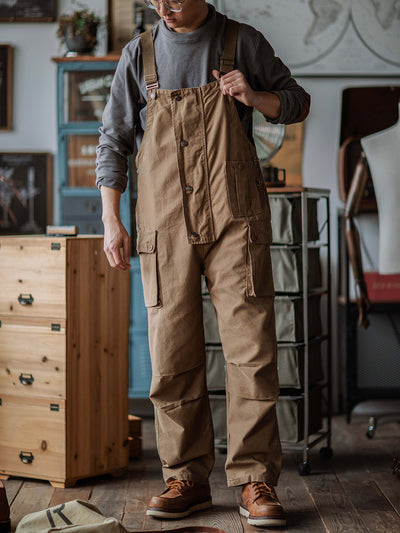 Mono de lona para hombre con bolsillos con solapa y botones en la parte delantera, ropa de trabajo