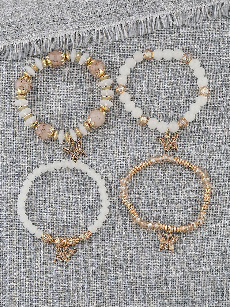 Pulsera Bohemia con Colgante de Mariposa de Cristal Multicapa