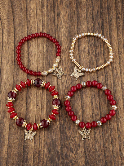 Pulsera Bohemia con Colgante de Mariposa de Cristal Multicapa