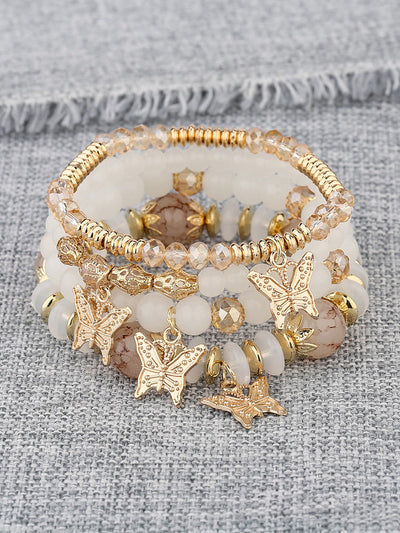 Pulsera Bohemia con Colgante de Mariposa de Cristal Multicapa