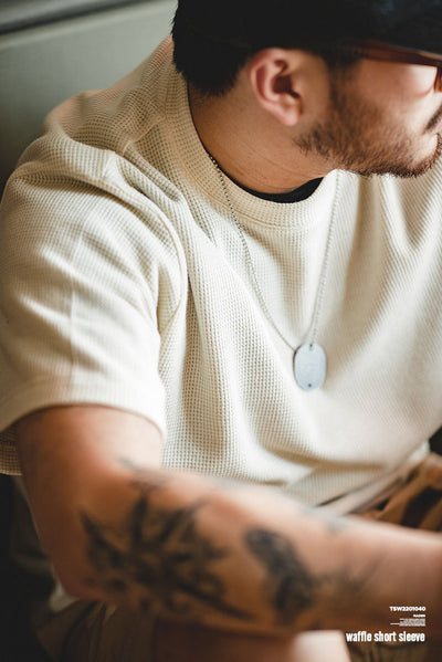 Camiseta de manga corta de punto gofre para hombre