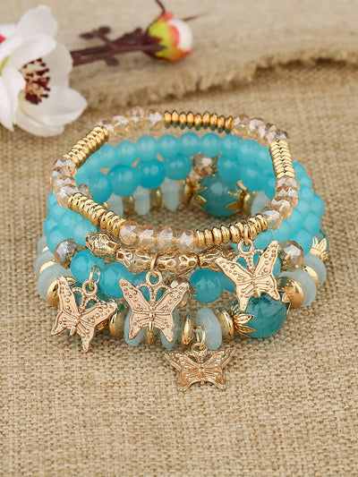 Pulsera Bohemia con Colgante de Mariposa de Cristal Multicapa