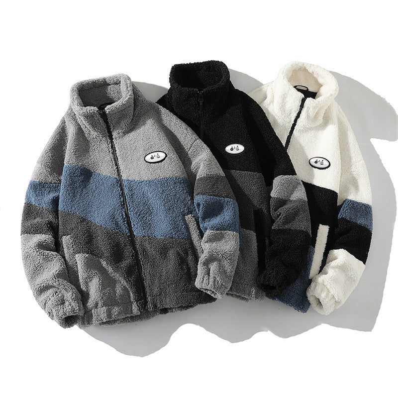 Chaquetas de polar sherpa con bloques de color para hombre