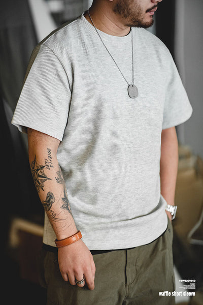 Camiseta de manga corta de punto gofre para hombre