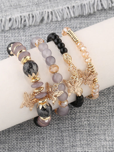 Pulsera Bohemia con Colgante de Mariposa de Cristal Multicapa