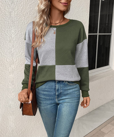 Sudadera texturizada con bloques de color para mujer
