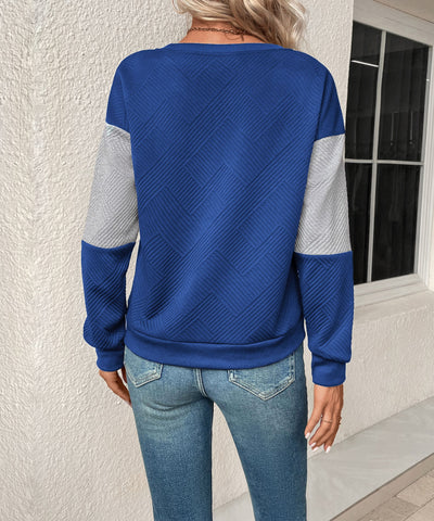 Sudadera texturizada con bloques de color para mujer