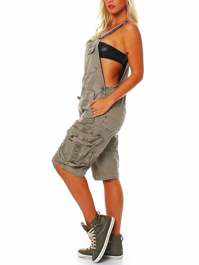 Pantalones cortos cargo de mezclilla para mujer