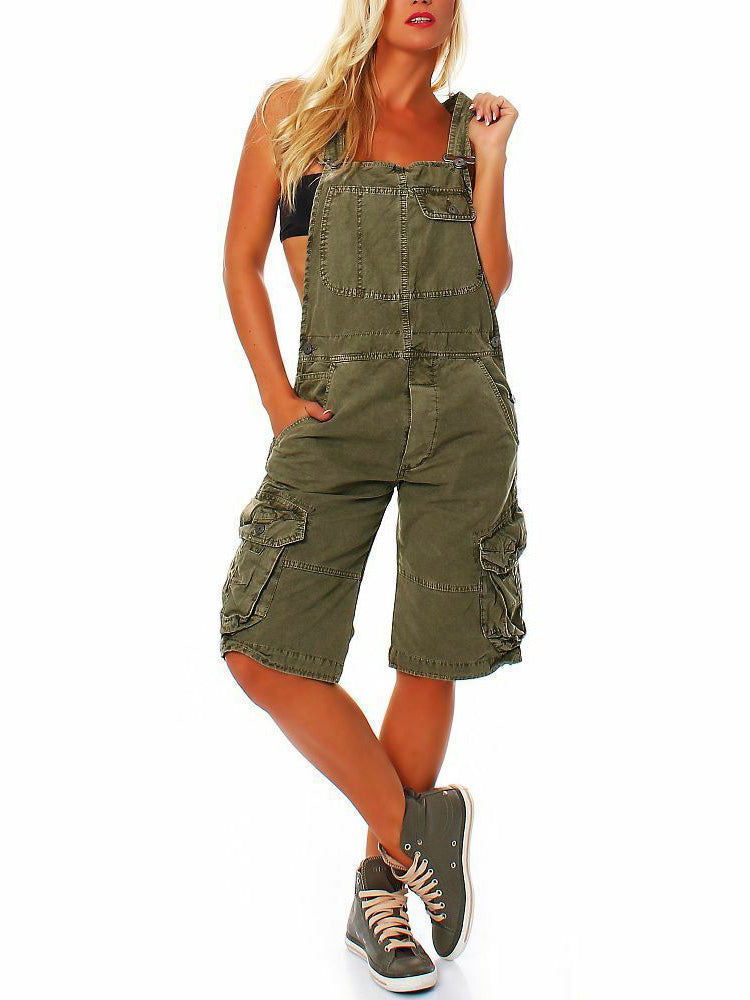 Pantalones cortos cargo de mezclilla para mujer