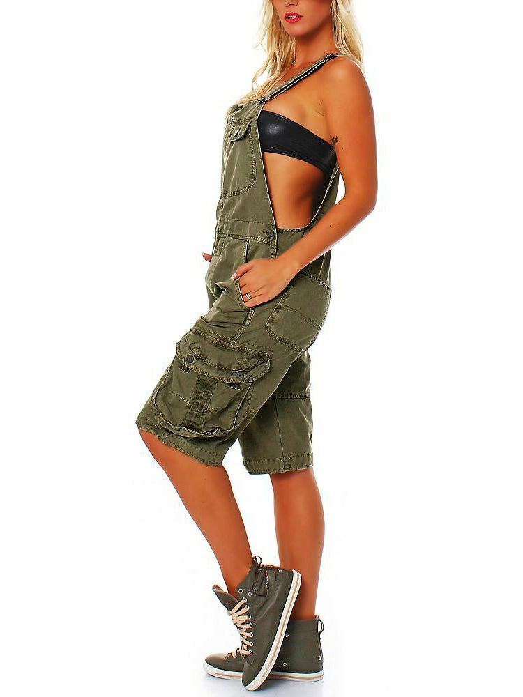 Pantalones cortos cargo de mezclilla para mujer
