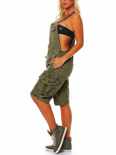 Pantalones cortos cargo de mezclilla para mujer
