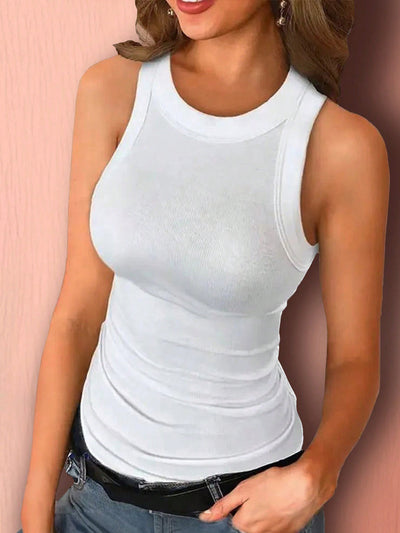 Camiseta sin mangas de canalé de corte entallado