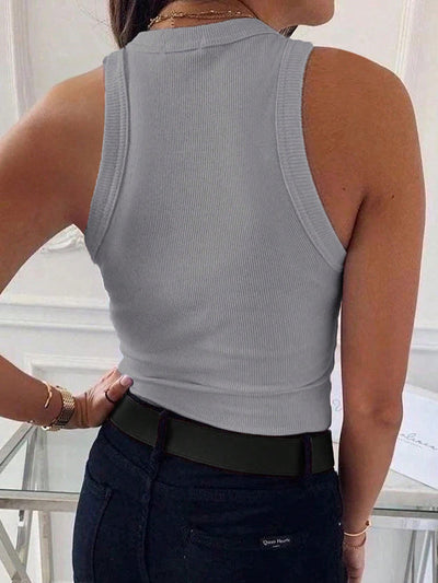 Camiseta sin mangas de canalé de corte entallado