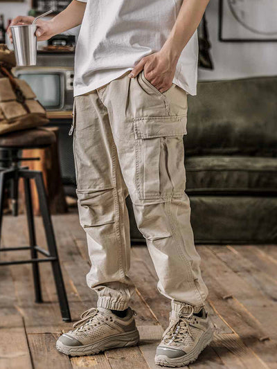 Pantalones cargo tácticos lavados con cinturón para hombre