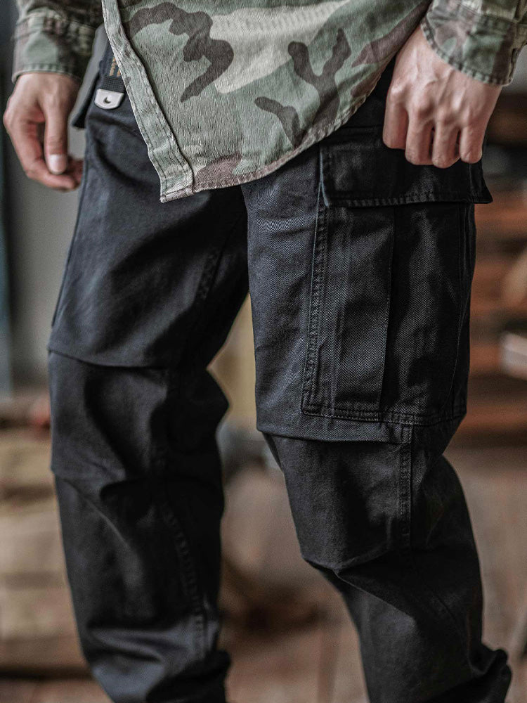 Pantalones cargo tácticos lavados con cinturón para hombre