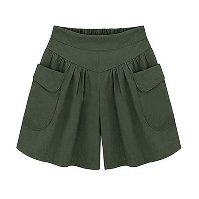 70s Stretchy Soft Wide Leg Pockets Culottes Army Green 1