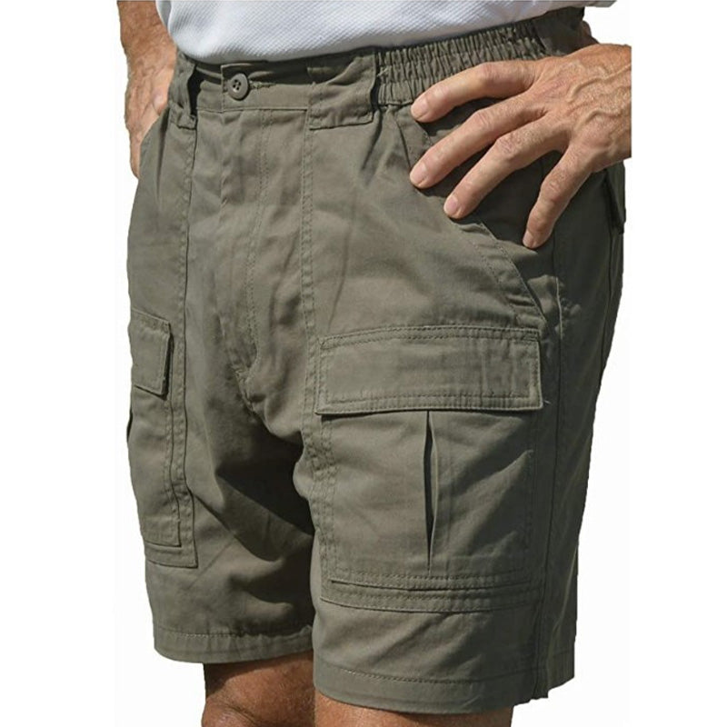 Shorts cargo elásticos y cómodos con múltiples bolsillos para hombre