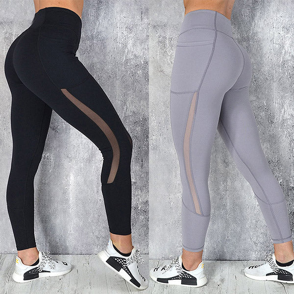 Leggings de yoga de entrenamiento físico de cintura alta con bolsillos